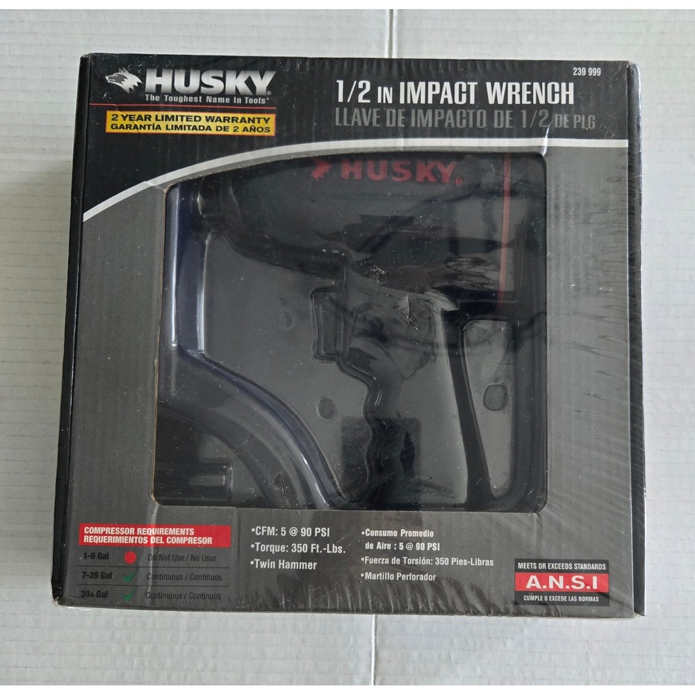 Husky 1/2 in Impact Wrench Twin Hammer‎ 350 ft-lbs Torque Air Tool New